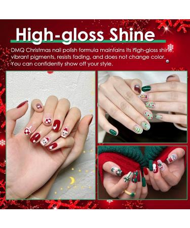 Christmas Gel Nail Polish Set 4 Colors Red Green Black White Nail Polish Gel Set with Gel Top Coat & Base Coat New Year Gel Nail Varnish Soak off UV LED Lamp Nail Art Manicure Gifts for Women Girls - Buy Online on GoSupps.com