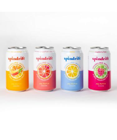 Spindrift Sparkling Water, 4 Flavor Variety Pack, Made with Real Squeezed Fruit, 12 Fl Oz (Pack of 20) 4 Flavor Original Variety Pack Water