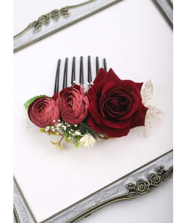Kercisbeauty Red Rose Burgundy Hair Comb - Bridal Vintage Headpiece for Women & Girls - Buy Online on GoSupps.com
