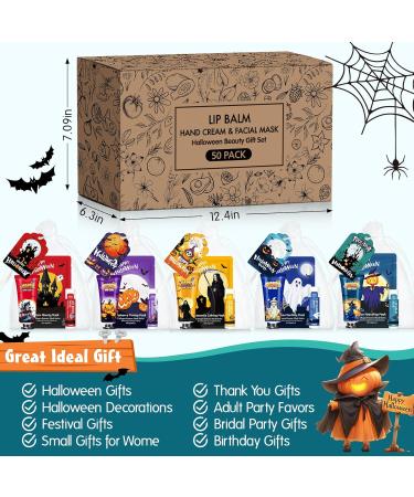 50 Pack Halloween Hand Cream Facial Mask and Lip Balm Set Bulk Halloween Gifts for Women Halloween Decorations Halloween Party Favors Halloween Basket Stuffers and Halloween Skincare - Buy Online on GoSupps.com