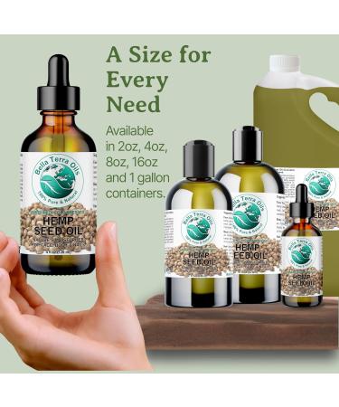 Bella Terra Oils - Hemp Seed Oil 4 oz - Dive into the World of Linoleic Acid & Alpha-Linolenic Acid Packed with Essential Vitamins Perfect for Cosmetic Elixirs 4 Ounce - Buy Online on GoSupps.com