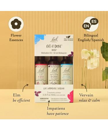 Bach Original Flower Remedies - GET IT DONE Trio Kit - For Motivation (Non-Alcohol Formula) - Natural Homeopathic Flower Essence - Vegan - 3 x 10mL Droppers Get It Done (Elm Impatiens Vervain) 10 mL (Pack of 1) - Buy Online on GoSupps.com