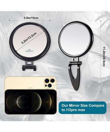 MIYADIVA 6 Inch 20X Magnifying Hand Mirror with Handle - Portable Travel Mirror for Women - Foldable Double Sided Design - Black - Buy Online on GoSupps.com