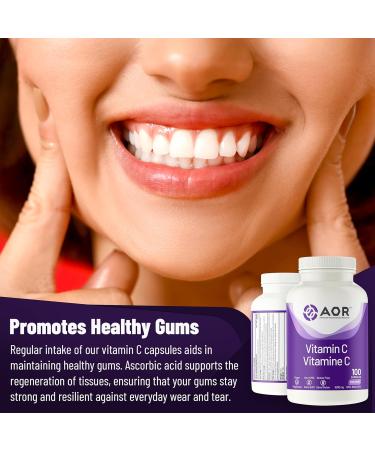 AOR - Vitamin C 1000mg 100 Capsules - Essential Ascorbic Acid Supplement - Promotes Overall Wellness - Supports Bones Gums & Teeth - Non-GMO Vegan - Ideal for Daily Health Maintenance - Buy Online on GoSupps.com