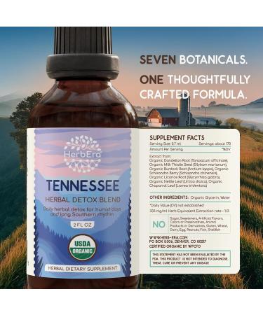 HerbEra Tennessee Herbal Detox Blend - USDA Organic Extract Made in USA | Immune & Liver Support Liquid Drops | Burdock Dandelion Root Licorice Milk Thistle Schisandra | 2 fl oz - Buy Online on GoSupps.com