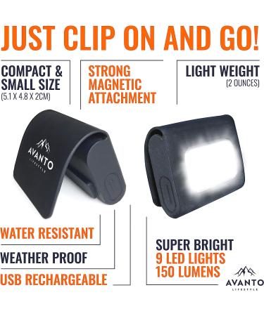 AVANTO Clip On Running Light Classic - 200 Lumen LED, 1hr Use, USB Rechargeable - Night Running Gear for Runners - 2 Pack - Buy Online on GoSupps.com