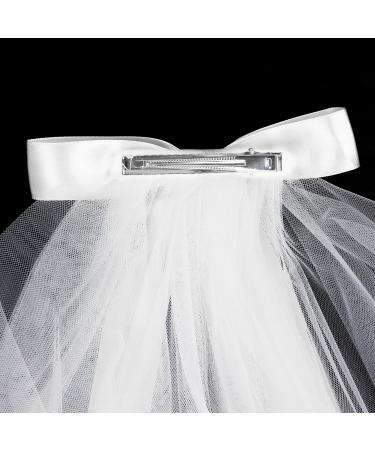 Bridal Hair Bow Veil White Wedding Veil Bowknot Lace Hair Barrettes Bridesmaid Hair Accessories for Bachelorette Party Bridal Shower Y6-SSHDJFJ - Buy Online on GoSupps.com