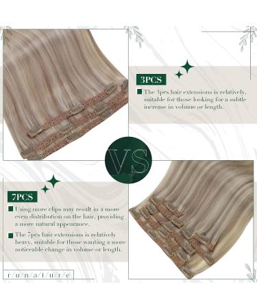 Runature Real Hair Extensions Clip Blonde Short 35cm - Seamless Remy Hair 3pcs 50g Color #19AP60 - Buy Online on GoSupps.com