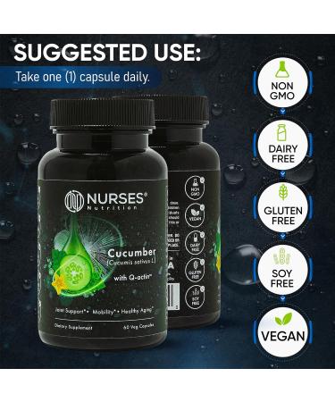 Premium Cucumber Supplement with Q Actin Joint Support & Recovery 60 Capsules Vegan Gluten Free & Clinically Studied 2 Month Supply - Buy Online on GoSupps.com