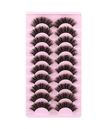 Wiwoseo 3D Faux Mink Eyelashes - 10 Pairs Natural Wispy & Fluffy 17MM Dramatic Effect - Buy Online on GoSupps.com