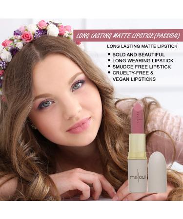 Mellow Long Lasting Matte Lipstick (Passion) - Smudge Proof, Moisturizing, Vegan & Cruelty Free - Lip Makeup Cosmetics - Buy Online on GoSupps.com