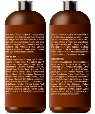 Argan Oil Shampoo & Conditioner Set - Hydrating Sulfate Free Hair Care for All Hair Types - 16 fl oz Each - Buy Online on GoSupps.com