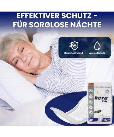 KERA Incontinence Inserts for Women - Extra Strong Maxi Suction & Hygiene - Discreet Night Use (3 Packs of 16) for Medium to Strong Bladder Weakness - Buy Online on GoSupps.com
