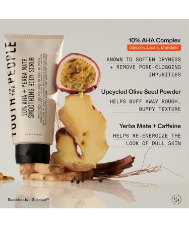 Buy Youth To The People 10% AHA Yerba Mate Body Scrub - Vegan Exfoliator for Sensitive Skin Smooth Dry Texture Invigorating Scent - 8 fl oz - Buy Online on GoSupps.com