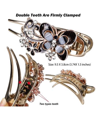 CROWN GUIDE Alligator Hair Clips for Styling Thick Long Hair | Rhinestone Flower Butterfly Hair Barrettes for Women | Decorative Accessories for Girls | Black - Buy Online on GoSupps.com