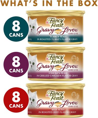 Purina Fancy Feast Gravy Lovers Variety Pack - 24 Cans, 3 oz - Poultry & Beef Wet Cat Food Collection - Buy Online on GoSupps.com