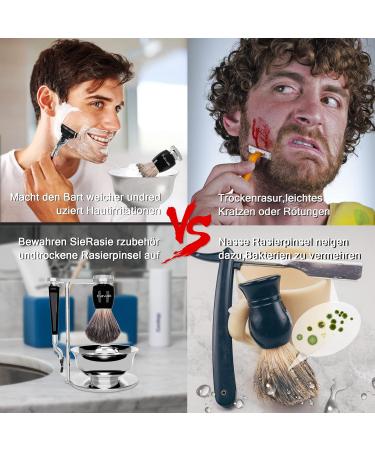 Favali 4-in-1 Shaving Brush Set - Stainless Steel Chrome Razor Brush & Bowl - Perfect Wet Shaving for Men - International Shipping Available - Buy Online on GoSupps.com