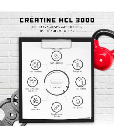 Creatine HCL - 365 Vegan Capsules - Highly Dosed to 3000 mg - Pure Creatine Hydrochloride - High Absorption - High Bioavailability - Buy Online on GoSupps.com