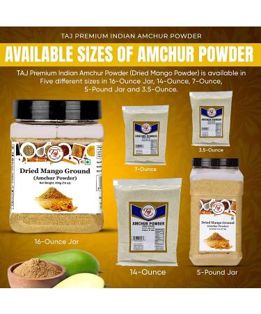 Taj Premium Indian Amchur Powder - 16oz Jar, Dried Mango Powder for Authentic Flavor - Buy Online on GoSupps.com