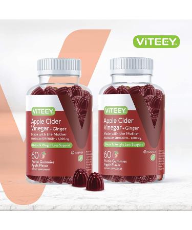 Apple Cider Vinegar Gummies 1000mg with Ginger - Immune Support, Detox, Weight Loss - 60 Count (2 Pack) - Buy Online on GoSupps.com