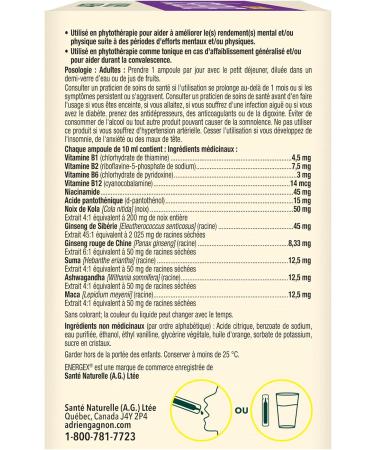 Adrien Gagnon - Energex Boost Liquid - Fast-Acting Natural Energy Burst Vitamins Adptogenic Plants & Natural Caffeine Caramel Flavor -30 Shots - Buy Online on GoSupps.com