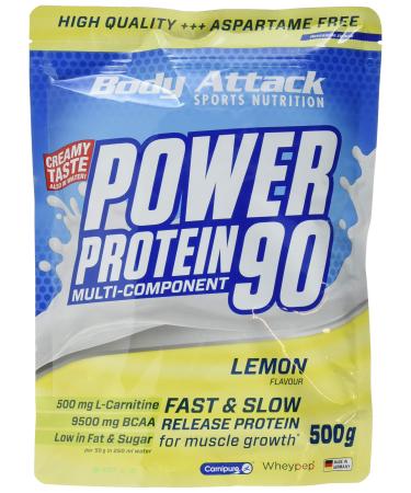 Body Attack Power Protein 90 - Lemon - 500g bag - Multi -component protein powder made in Germany - with BCAA vitamins & l -carnitine - protein shake extra creamy taste good solubility lemon 500 g (1 Pack) - Buy Online on GoSupps.com