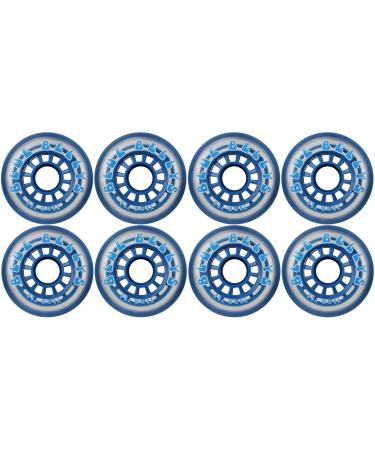 Blue Bellies 8 Inline Skate Wheels 76mm 78a, Clear/Blue