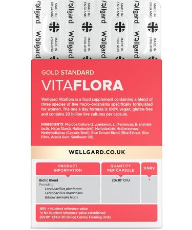 Wellgard Vitaflora Probiotics for Women - 30 Capsules | Intimate Flora Bio Cultures | Made in UK - Buy Online on GoSupps.com