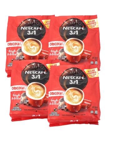 4 Packs Nescaf 3-in-1 ORIGINAL Premix Instant Coffee Single Serve Packets Original 28 Count (Pack of 4)