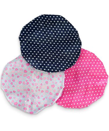 Shower Caps for Women 3 Pack - Reusable Bath Hair Cap in Various Colors - Ideal for Long and Short Hair - Suitable for Ladies, Men, and Kids - Harts & Dots - Buy Online on GoSupps.com