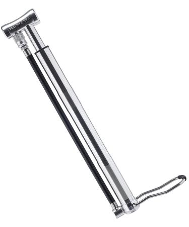 PRO BIKE TOOL Mini Floor Bicycle Pump - Super Fast Tire Inflation - Secure Presta and Schrader Valve Connection - High Pressure Bicycle Pump with Stabilizing Foot Peg for Road and Mountain Bikes Silver