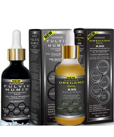 Fulvic Minerals and Wild Oregano Oil - Drops - Fulvic and Humic Acid Bundled with Super Strength Mediterranean Oregano Oil (Oregano)