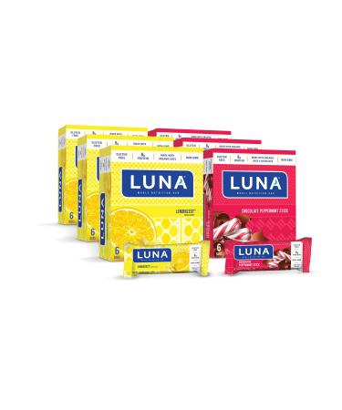 LUNA BAR - Gluten Free Snack Bars - Best Sellers - Lemon Zest and Chocolate Peppermint Stick - Non-GMO - Wholesome On the Go Snacks (1.69 Ounce Bar, 6 Packs, Total 36 Bars) - Assortment May Vary