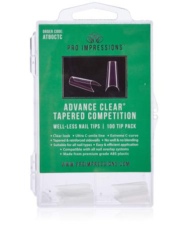 Pro Impressions 100-Piece Advance Clear Tapered Competition Nail Tips Set
