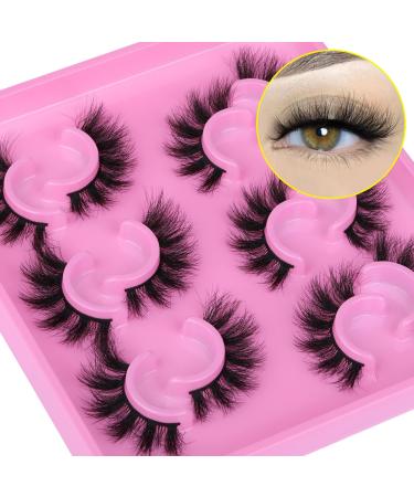 Mink Lashes Fluffy 18mm False Eyelashes Wispy Natural Look 6 Pairs 6D Volume Thick Long Fake Eyelashes like Clusters by Pleell 6 Piars- 16MM