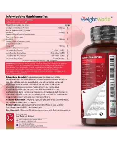 Apple Cider Vinegar 1860mg With Mother - 180 Vegan Capsules - Diet Complex Enriched with Probiotic Intestinal Flora Ginger Cayenne Pepper Turmeric - Apple Cider Vinegar Alternative to Morosil - Buy Online on GoSupps.com