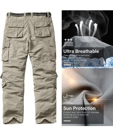 Linlon Men's Quick Drying Lightweight Hiking Cargo Pants - 32 Khaki - Buy Online on GoSupps.com