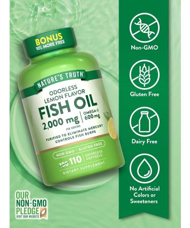 Nature's Truth Fish Oil 2000mg | 110 Softgels | Omega-3 | Lemon Flavor | Non-GMO & Gluten Free Supplement - Buy Online on GoSupps.com