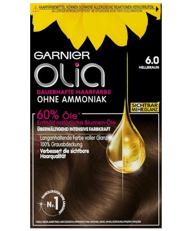 Garnier Olia No. 6.0 Light Brown Permanent Hair Color - Ammonia-Free Nourishing Oils Complete Gray Coverage - 1 Piece - Buy Online on GoSupps.com
