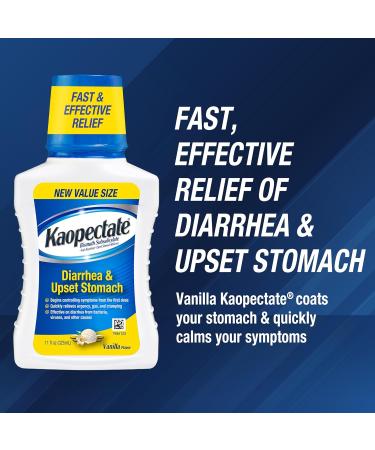 Kaopectate Vanilla Multi-Symptom - Diarrhea Medication for Adults with Bismuth Subsalicylate Anti-Diarrhea Medicine for Stomach Relief - 11oz (Pack of 2) Vanilla 11 Fl Oz (Pack of 2) - Buy Online on GoSupps.com