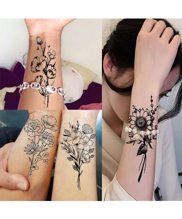 JOEHAPY 19 Sheets 3D Sexy Flower Temporary Tattoos for Women Neck Arm - Waterproof Small Fake Tattoo Stickers - Floral Sunflower Rose Wild Plants - Adult Tattoo Kits - Buy Online on GoSupps.com