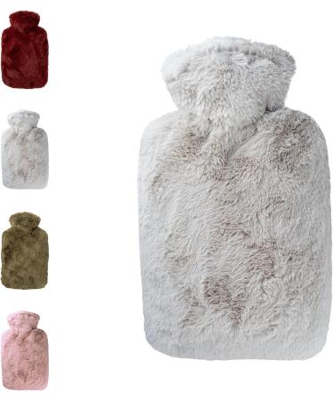 Hugo Frosch Classic Hot Water Bottle 1.8L with Longhair Fleece Cover - Taupe | Premium Comfort & Warmth for All Seasons - Buy Online on GoSupps.com
