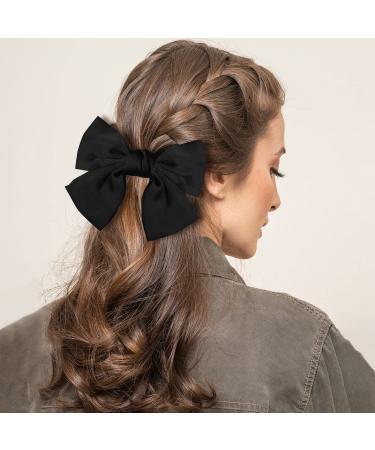 Buy Bow Hair Clip - Stylish Women's French Large Hair Bows for Girls (Black) | Best Quality & Fast International Shipping - Buy Online on GoSupps.com
