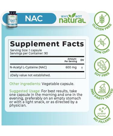 NAC Supplement 600 mg N-Acetyl Cysteine Capsules Pure N-Acetylcysteine No Filler - Buy Online on GoSupps.com