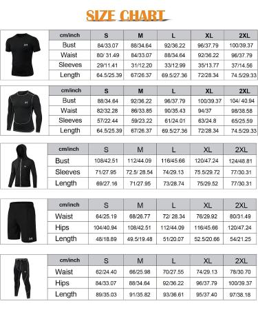 MEETYOO Men's 5-Piece Compression Set - Black Small, Long Sleeve Shirt, Athletic Shorts, Running Jacket - Buy Online on GoSupps.com