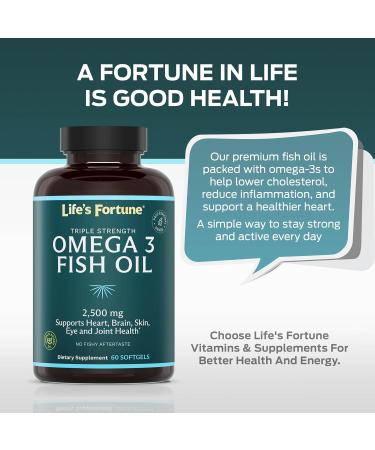 Life's Fortune Fish Oil Omega 3 Concentrate Supplement 2500 mg 120 Softgels High Potency EPA & DHA Fatty Acid - Heart Brain Skin Joints - Non GMO 120 Count (Pack of 1) - Buy Online on GoSupps.com