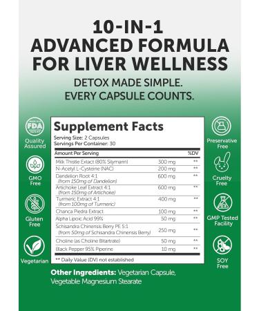 Lunakai USA Made Liver Cleanse Detox & Repair Daily Herbal Liver Support Supplement for Men & Women with Milk Thistle Artichoke & NAC 60ct - Buy Online on GoSupps.com