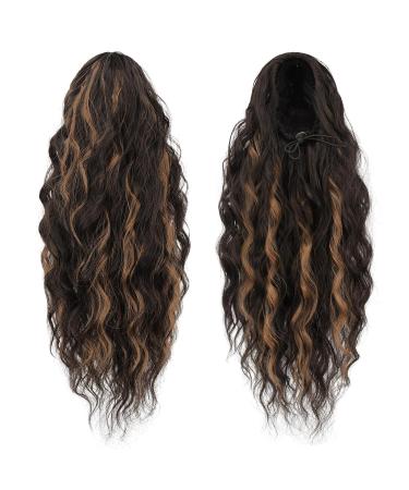 Feshfen Clip In Ponytail Hair Extension - 45cm Synthetic Wavy Braids in Black & Caramel Brown - Perfect for Women - Buy Online on GoSupps.com