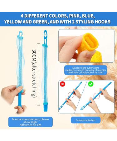 Heatless Curlers Kit - 28 Piece Spiral Curls Styling Set with Hooks - 11.8 Inch - Assorted Colors - Buy Online on GoSupps.com