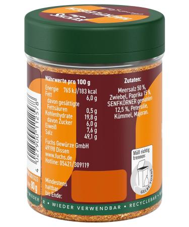 Fuchs Gourmet Selection Classic - Minced Meat Spice Salt for Burgers Meatballs & Vegan Dishes | Refillable 80g Seasoning - Buy Online on GoSupps.com